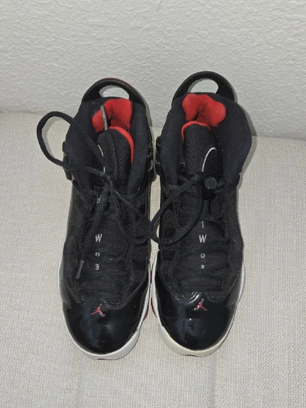 Jordan 6 Ring Nike Black and Red High-Top Sneakers